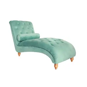 伙伴绿色黑色天鹅绒毛绒奢华优雅现代木腿客厅椅子贵宾躺椅