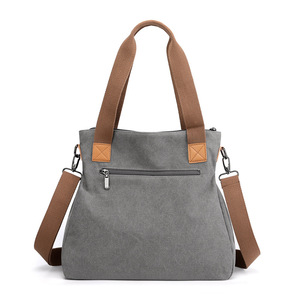 Custom Large Capacity Women's Retro Canvas Crossbody Bag Three Straps Zipper Closure Polyester Lining Fashionable Hand Bag - Product Image 6