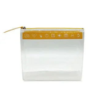 Promotional custom clearECO EVA makeup pouch recycled transparent EVA cosmetic bag with ribbon