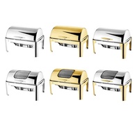 Chauffe-Plats Professionnel de Luxe pour Restaurants et Hôtels, en Acier Inoxydable, avec Couvercle Rabattable, Chauffe-Plats Électrique Commercial à Combustible, Ensemble de Maintien au Chaud pour Buffets