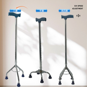 Bâton de marche Hengshunhe en acier inoxydable, hauteur réglable, avec patins antidérapants pour personnes âgées, aide à la marche - Product Image 1