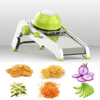 Verstelbare multifunctionele mandoline aardappel-snijder van roestvrij staal, ui-julienne-snijder & fruit-snijder, handmatige groentesnijder