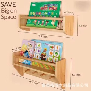 Étagère de rangement murale en bois à 2 niveaux, finition laquée, organiseur de vêtements pour chambre à coucher, salon, décoration intérieure - Product Image 4