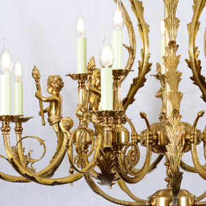 Escultura Wolf Boy Chandelier Cobre Corsé Colgante Vela Doble Hilo Rama Motivo Chapado en Oro Lámpara Colgante - Product Image 6