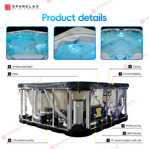 Banheiras de Hidromassagem Modernas Whirlpool para 6 Pessoas Piscina Spa de Natação Externa de Acrílico Autônoma Jacuzzi Retangular com Dreno para Uso Familiar - Product Image 3
