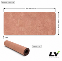 Matras Yoga Cork dengan Logo Custom 183x66cm 4.5mm Karet Cork, Anti-Slip, Menyerap Keringat, untuk Studio Yoga dan Kebugaran