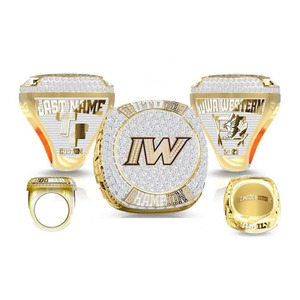 Anillo de campeones de equipo personalizado de alta calidad en forma de corazón Chapado en platino Cristal Diamantes de imitación bodas tradicionales baloncesto hielo - Product Image 4