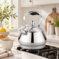 Bouilloire sifflante en acier inoxydable 2,5 L 3 L avec poignée en nylon résistante à la chaleur pour cuisinière à gaz et à induction