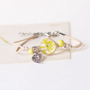 Pulsera de <span class=keywords><strong>trébol</strong></span> de flor salvaje prensada, regalo de San Valentín, parejas trenzadas bohemias - Product Image 5