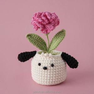 Maceta de Flores Tejida a Mano con Diseño de Girasol y Animales de Dibujos Animados, Venta al Por Mayor - Product Image 6