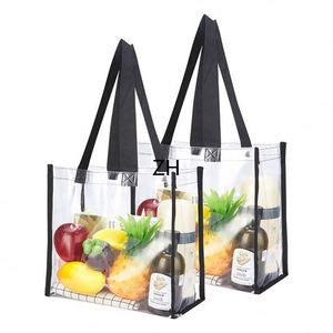 2024 High Quality Customized PVC Shopping Tote <b>Bag</b> with Ribbon and Rope Handles Nylon Webbing Strap Shoulder Closure - Product Image 1