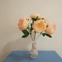 Fleurs en soie réalistes promotionnelles RTS, livraison rapide, 5 #   Grandes têtes de pivoines D12cm rose clair pour arche murale, chemin de table, Pâques