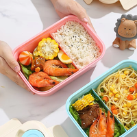 Boîte à lunch Bento en plastique 800ml micro-ondable pour étudiants et écoliers avec cuillère