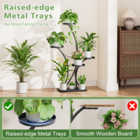 Support pour plantes avec éclairage LED à spectre complet, étagère d'angle en bois et métal de 39 pouces, plateau surélevé, étagère intérieure