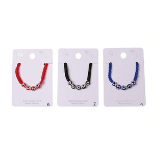 Bracelet Perlé en Acier Inoxydable 5 Yeux Rouge Noir Bleu Fait Main Ensemble de Bijoux Tendance 12 Pièces Unisexe Cadeau Style Tendance - Product Image 2