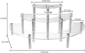 Wholesale Acrylic Display Stand Perfume Organizer Stand 3 <b>Tier</b> Clear Half Moon Cupcake Dessert Stand for Display or Collections - Product Image 3
