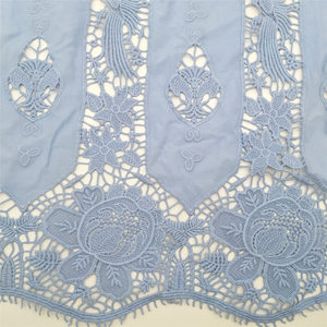 Blue Floral Embroidered Lace 100% Cotton Water Soluble Fabric for Garment <b>Accessories</b> Dresses Cloths & Gifts - Product Image 5