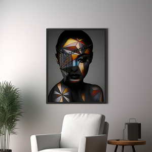 Venta al por mayor de mujer negra africana maquillaje geométrico lienzo carteles impresiones figura retrato <span class=keywords><strong>cuadros</strong></span> artísticos de pared para sala de estar - Product Image 2