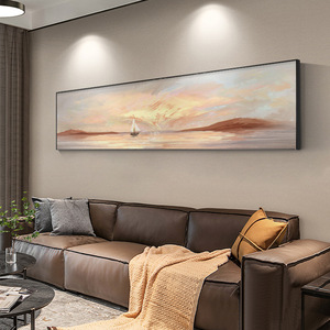 Impresión Artística de Paisaje Marino al Atardecer, Lienzo Texturizado con Veleros, para Decoración de Sala de Estar - Product Image 4