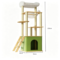 Tour en bois extra-large, haute, multi-niveaux, stable, pour chats de grande taille, mobilier multifonctionnel pour chats, structure d'activités