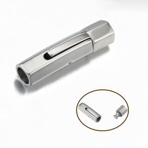 <span class=keywords><strong>Plata</strong></span> Acero inoxidable Hexagonal columna magnético cierres ganchos encaja 3/4/5mm redondo Cordón <span class=keywords><strong>de</strong></span> cuero pulseras final cierres - Product Image 1