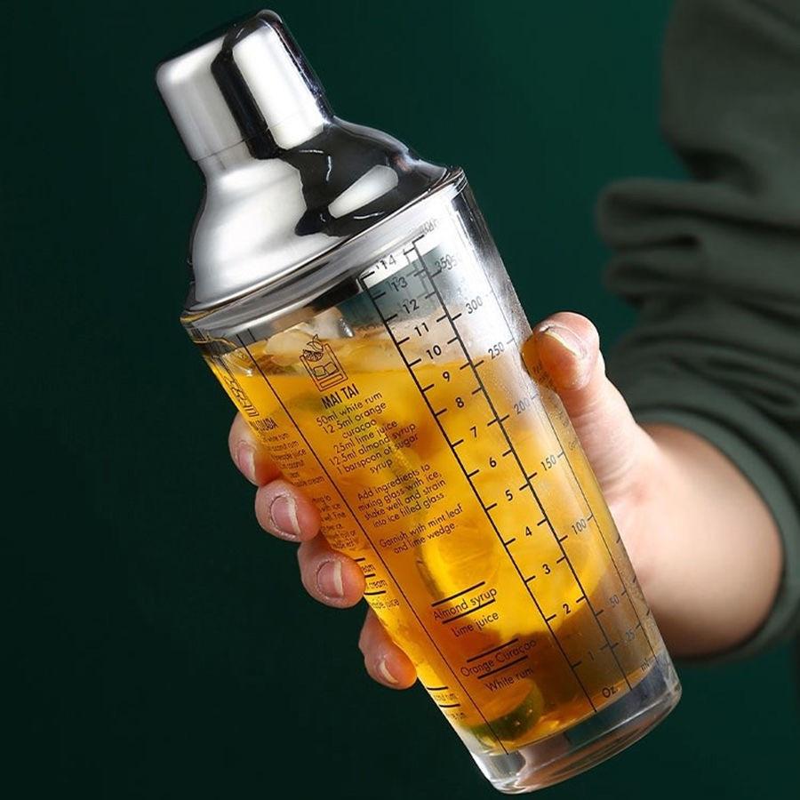 Glass shaker set scale with recipe three-stage shaker cocktail tool hand shaker
