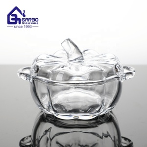 Barattolo di vetro elegante a forma di zucca con coperchio in vetro trasparente zucchero Snack ciotola da portata di frutta con coperchio vaso di vetro di zucca all'ingrosso - Product Image 2