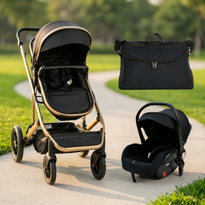 Cochecito de Lujo para Bebés Recién Nacidos, de Algodón, para Niños de 0 <span class=keywords><strong>a</strong></span> 3 <span class=keywords><strong>A</strong></span>ños, con Marco de Aleación de Aluminio, Plegable, Compacto, con Silla de Auto y Bolsa para Mamá - Product Image 1