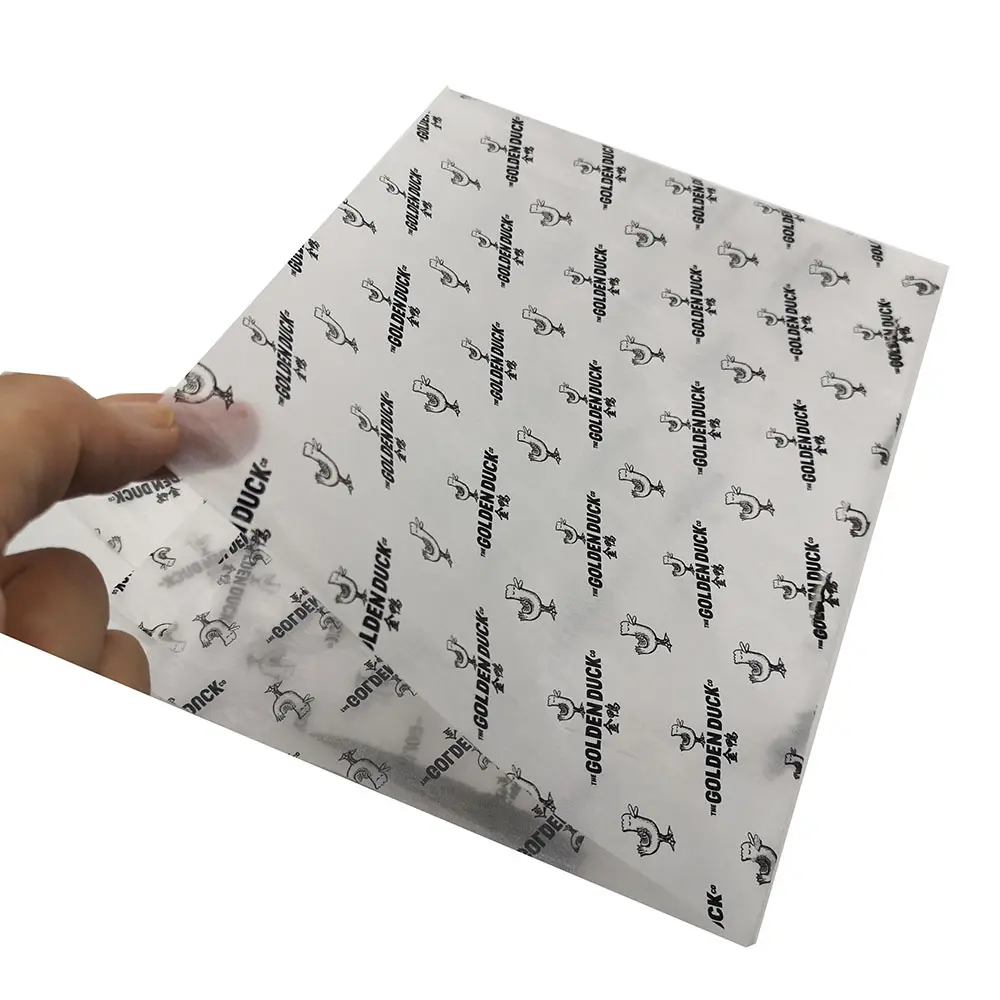 printed custom logo size grease resistant food safe wrapping packing wax paper