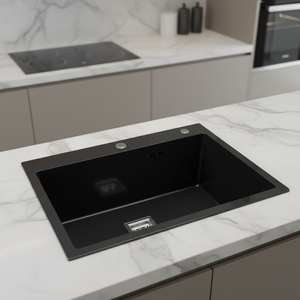 Évier de cuisine OEM en acier inoxydable à cuve unique, fait main, finition brossée mate noire, à poser sur comptoir, sanitaire, adapté aux restaurants - Product Image 4