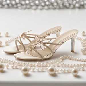 Elegant Rhinestone Flower Heeled Sandals Open Toe on Mules for Women Sexy <b>Block</b> Heel Sandals - Product Image 6