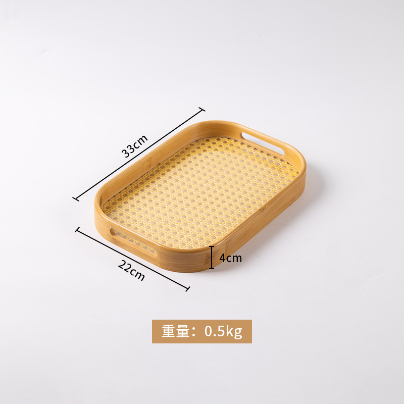 Rounded corner hand-held rattan woven bottom 33*22*4