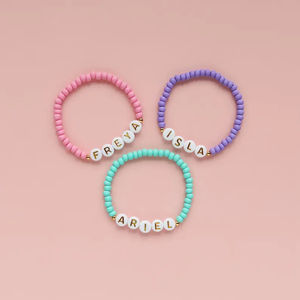 Bijoux d'amitié faits à la main Bracelet personnalisé <span class=keywords><strong>mot</strong></span> personnalisé nom graine Bracelet perlé cadeau pour les enfants - Product Image 6