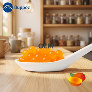 Bursting Tapioca and <b>Peach</b> Popping Boba-Halal Certified Vegetarian Ready to Eat Bubble Tea Ingredients - Product Image 3