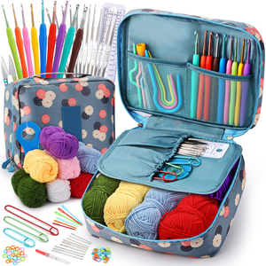 DIY 58-Piece PVC <b>Crochet</b> Kit & Beginner Knitting Tool Set-Portable Travel Bag Adhesive Invisible Features for Embroidery Sewing - Product Image 1