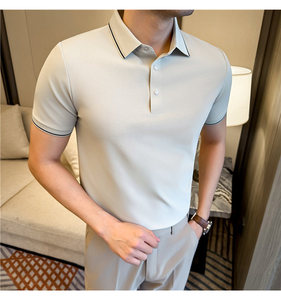 Chemise polo à manches courtes pour homme, t-shirt décontracté à séchage rapide pour l'été, t-shirt sans couture pour homme - Product Image 1