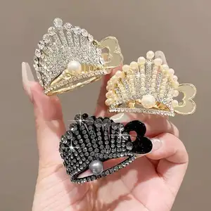 JIRIS New Charm Barrette Full Rhinestone Crown Metal Crab Claw Clip per le donne ragazze accessori per capelli da sposa foglia artiglio per capelli