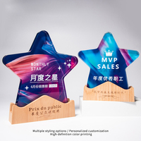 Trophée personnalisé en cristal en forme d'étoile ou de cœur, impression couleur intégrale, écologique, pour récompense d'entreprise, personnel remarquable, réunion annuelle