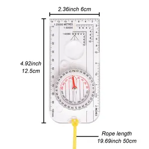 Acrylic Portable Baseplate Compass Scale Map Ruler Compass