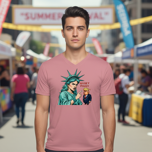 T-Shirt Grafica Quiet Piggy Liberty Edition Unisex, Girocollo, Manica Corta, Stampa Digitale, Abbigliamento Promozionale per Adulti - Product Image 3