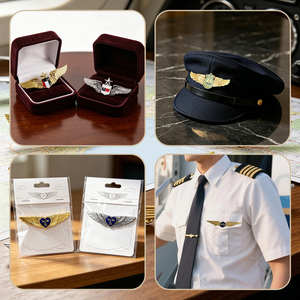 Distintivi a forma di ala personalizzabili con il tuo logo, spille smaltate vuote per piloti di compagnie aeree, spille in metallo a forma di ala per uniformi di equipaggio e articoli da collezione - Product Image 6
