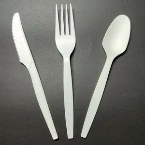 Fornecedor de fábrica Conjuntos de utensílios de mesa descartáveis 100% facas compostáveis colheres garfos garfo CPLA de plástico para bolo ou fast food