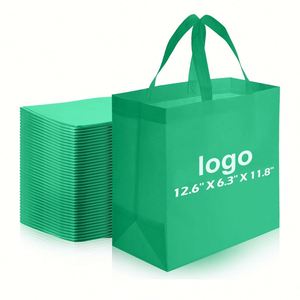 Eco-Friendly Boutique Shopping Grocery Reusable Portable Thickened <b>Tote</b> Green Ultrasonnic Non Woven <b>Bag</b> - Product Image 1