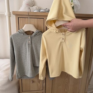 Tongxingyuan Baby Girl Hooded Sweatshirt Striped Cotton Long Sleeve Spring Autumn Clothing Kids Top Yellow Gray - Product Image 3