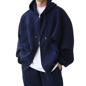 Venta caliente Heavyweight French Terry Double Zip Hoodie Oversized Drop Shoulder Cropped Zip up Hoodie - Product Image 1