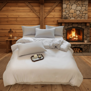 Bamboo Fitted Sheet Set 4 Piece Cooling Bed Sheets Deep Pocket Fitted Sheet <strong>Duvet</strong> Cover Pillowcase Breathable Bedding Queen <strong>King</strong> - Product Image 1