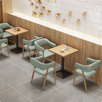 Mobilier moderne pour restaurant commercial Ensemble table et chaise carrées en bois Canapé en cuir Hôtel Salle à manger Café Boutique Sièges de stand