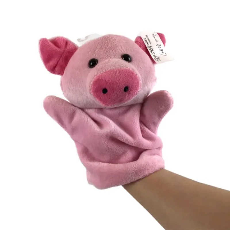 Custom Mooie Varken Pluche Handpop Educatief Gevulde Baby Speelgoed Varken Vertellen Verhaal Vinger Handpop Voor Lage Prijs