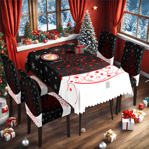 Mantel Impermeable y Antipolvo con Estampado Digital de Árbol de Navidad Retro para Decoración Navideña del Hogar - Product Image 4