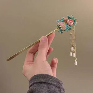 Chinese Style butterfly <b>Flower</b> Hairpin Butterfly Enamel Hair Stick Hair Chop <b>Sticker</b> for Women Bu Yao Hair Accessory for Hanfu - Product Image 4